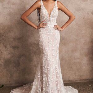 Lillian West Style 66212: Beaded Fit and Flare Dress Size 8